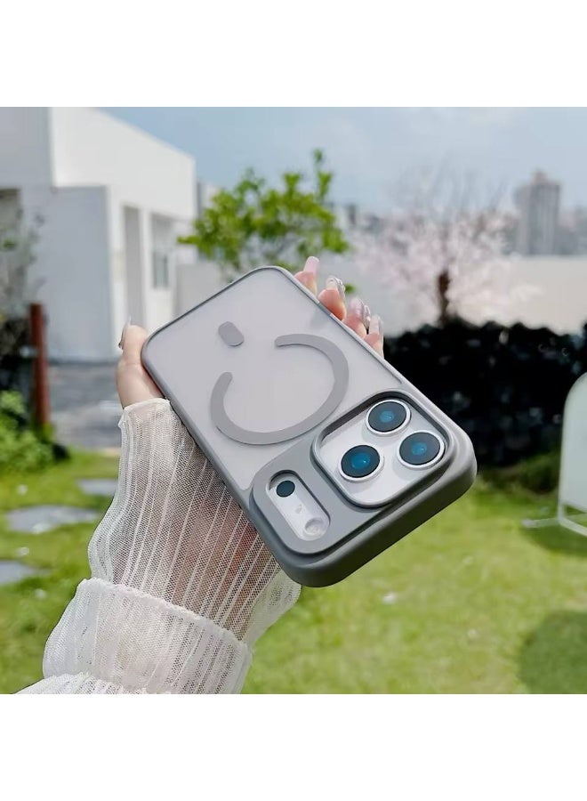 Denx Magnetic Transparent Matte Phone Case for iPhone 17 Pro Max, Magsafe Shockproof Cover for Wireless Charging, (Gray)