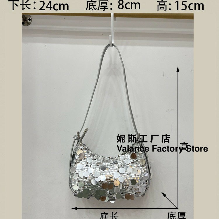 Nisi Personalized Fashionable Sequined Underarm Bag High-Grade Shiny Shoulder Messenger Bag For Women - Image 3