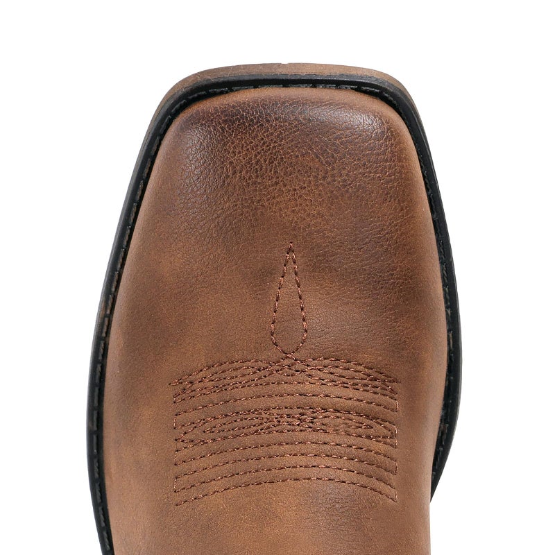 IUV Cowboy Boots For Women Square Toe Wide Western Boots Mid Calf Cowgirl Boots Pull On Embroidered Brown Cowboy Boots - Image 5