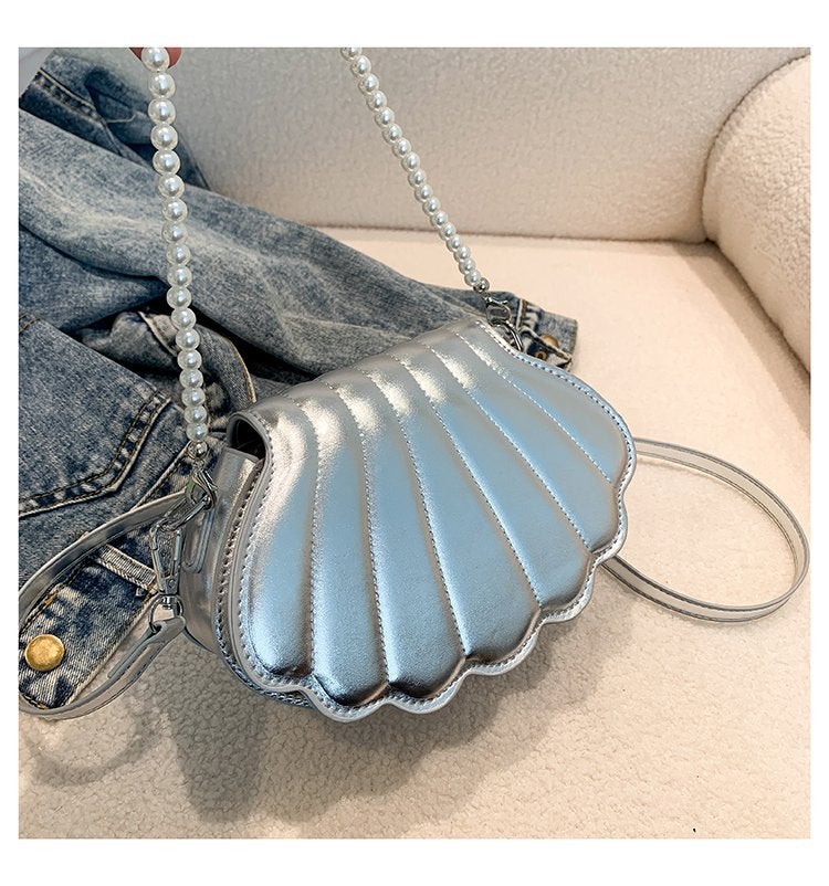 Wholesale foreign trade new women's bag fashion light luxury texture shoulder messenger bag small pearl portable shell bag - Image 1