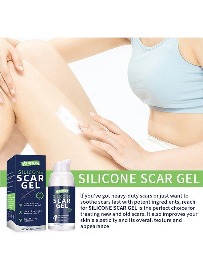 ASMOXA Silicone Scar Gel - Medical Grade Silicone Scar Cream Advanced Scar Removal Gel for Surgical Scars C Section Stretch Marks Acne Injury Burns Keloids Hypertrophic Old and New Scars 30ml  - Image 3