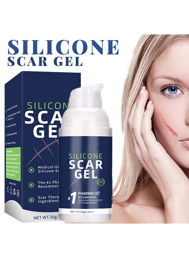 ASMOXA Silicone Scar Gel - Medical Grade Silicone Scar Cream Advanced Scar Removal Gel for Surgical Scars C Section Stretch Marks Acne Injury Burns Keloids Hypertrophic Old and New Scars 30ml - Image 1