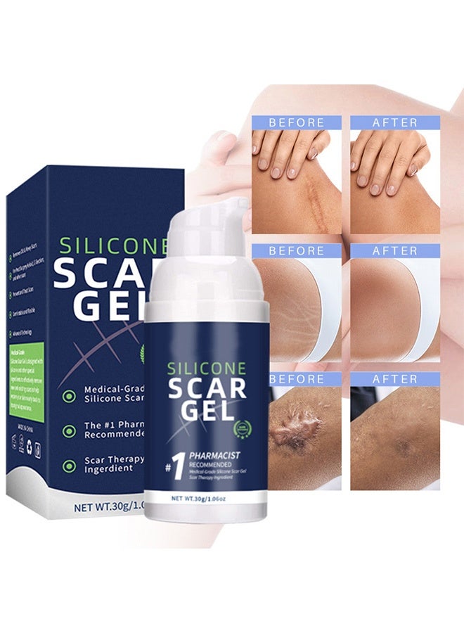 ASMOXA Silicone Scar Gel - Medical Grade Silicone Scar Cream Advanced Scar Removal Gel for Surgical Scars C Section Stretch Marks Acne Injury Burns Keloids Hypertrophic Old and New Scars 30ml - Image 2