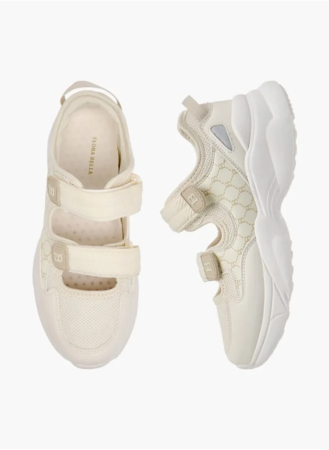 Flora Bella By Shoexpress Women Monogram Print Sneakers with Hook and Loop Closure