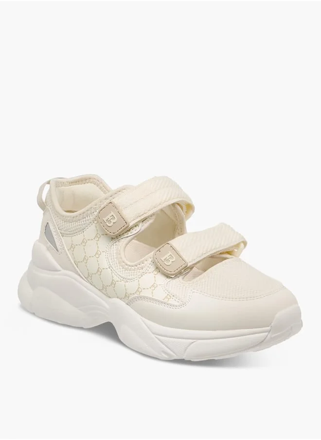 Flora Bella By Shoexpress Women Monogram Print Sneakers with Hook and Loop Closure
