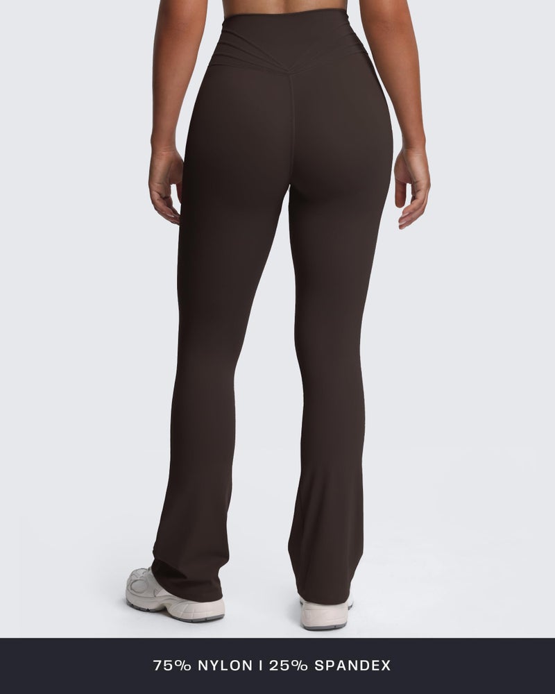 Aoxjox Mini Flare Leggings for Women Trinity Tummy Control High Waisted Wide Leg Yoga Pants 31" (Mulch, Small) - Image 5