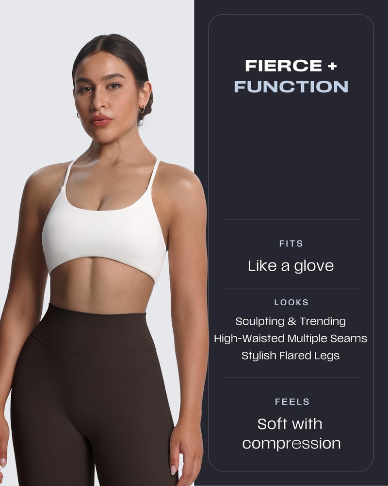 Aoxjox Mini Flare Leggings for Women Trinity Tummy Control High Waisted Wide Leg Yoga Pants 31" (Mulch, Small) - Image 4
