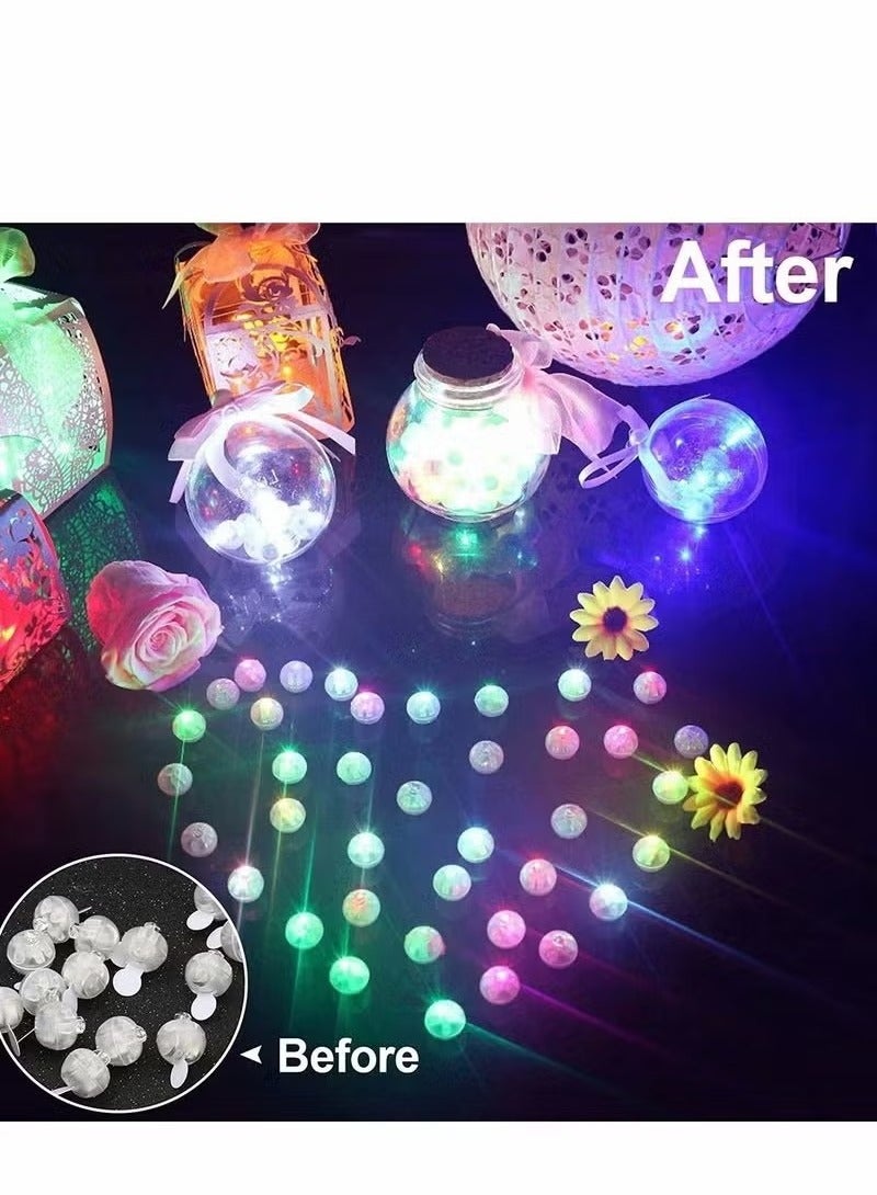 ماركة غير محددة مصباح بالون LED، 50 قطعة مصباح كرة فلاش LED دائري متعدد الألوان، ضوء كرة صغير لفانوس ورقي بالون، لوازم تزيين حفلات الزفاف الداخلية والخارجية الصغيرة  - Image 2