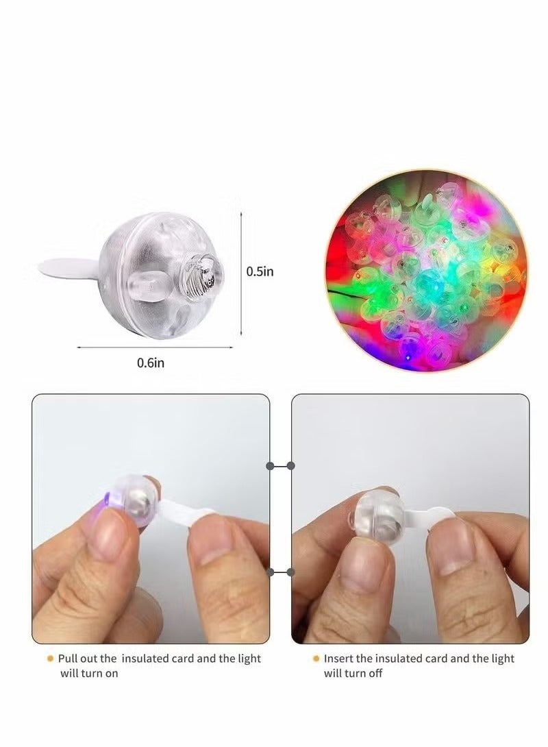 ماركة غير محددة مصباح بالون LED، 50 قطعة مصباح كرة فلاش LED دائري متعدد الألوان، ضوء كرة صغير لفانوس ورقي بالون، لوازم تزيين حفلات الزفاف الداخلية والخارجية الصغيرة  - Image 4