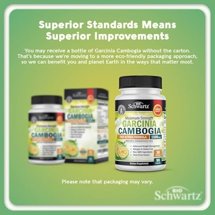 BioSchwartz Garcinia Cambogia Weight Loss Pills - 1500mg HCA Pure Extract - Fast Acting Appetite Suppressant - Fat Burner for Women and Men to Help Lose Weight - Carb Blocker Metabolism Diet Pill - 90 Capsules - Image 2