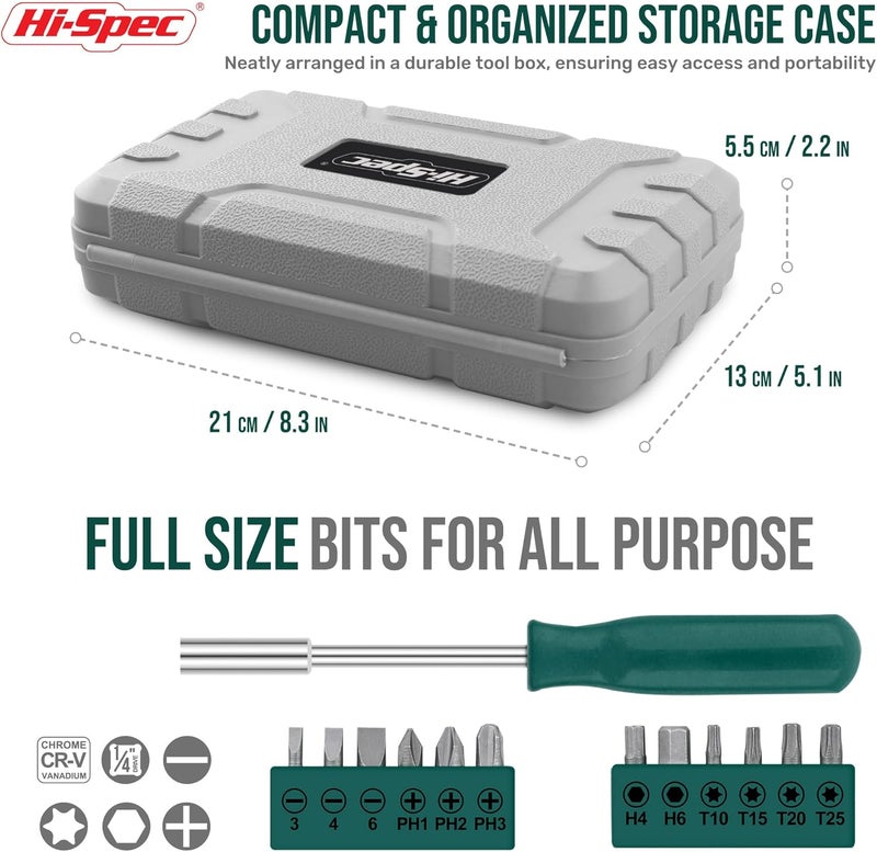 Hi-Spec 25pc Green Compact Hand Tool Set for Home & Office DIY - Image 3