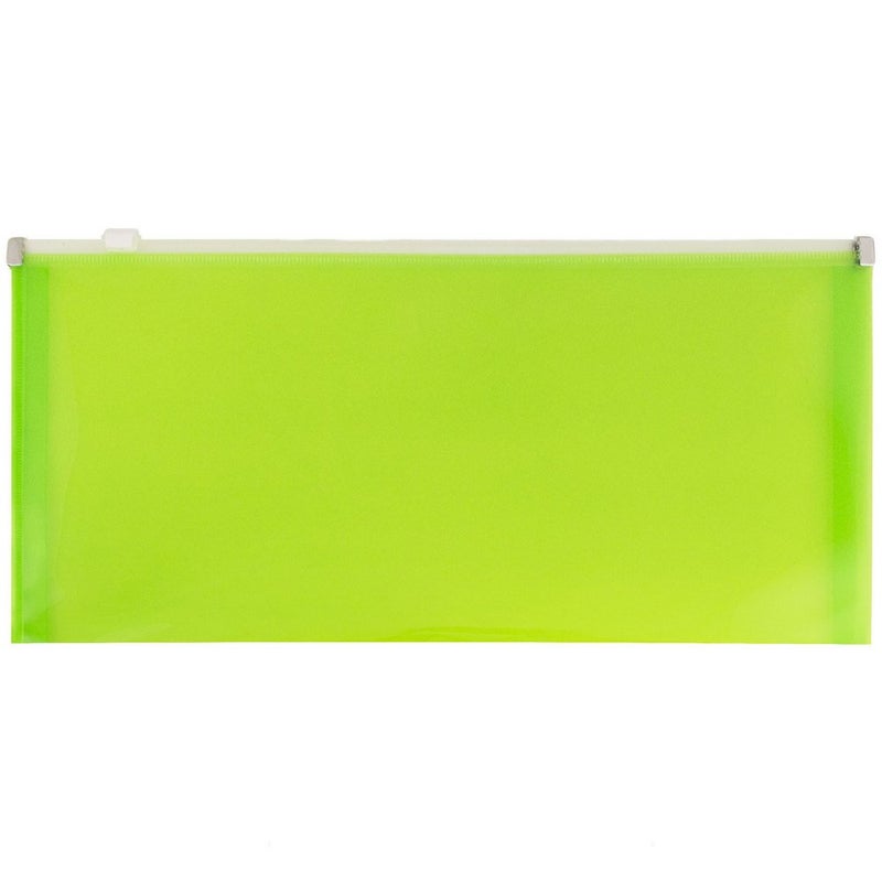 JAM PAPER Plastic Envelopes with Zip Closure - #10 Booklet Wallet - 4 1/8 x 9 1/2 - Lime Green - 12/Pack - Image 1