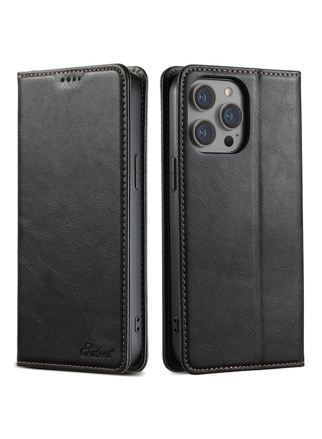 Suteni Case For iPhone 15 Pro Max J02 Oil Wax Wallet Leather Phone Case - Image 1