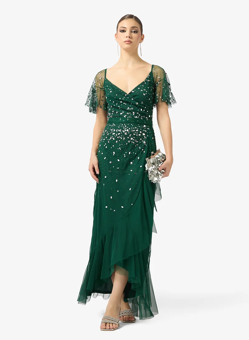 Amelia Rose  Aymmetric Ruffle detailed dress for Women | Best Price UAE