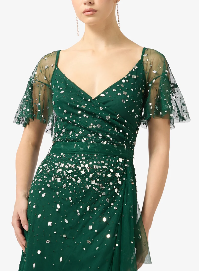 Amelia Rose  Aymmetric Ruffle detailed dress for Women | Best Price UAE
