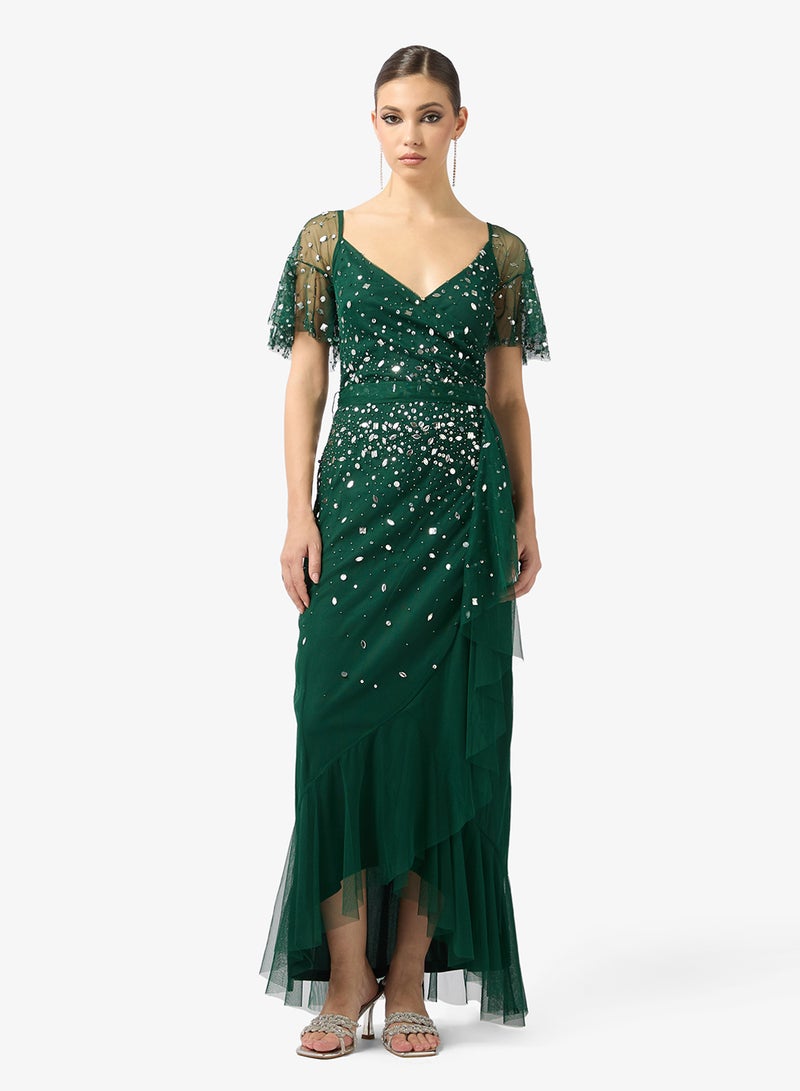 Amelia Rose Aymmetric Ruffle detailed dress - Image 1