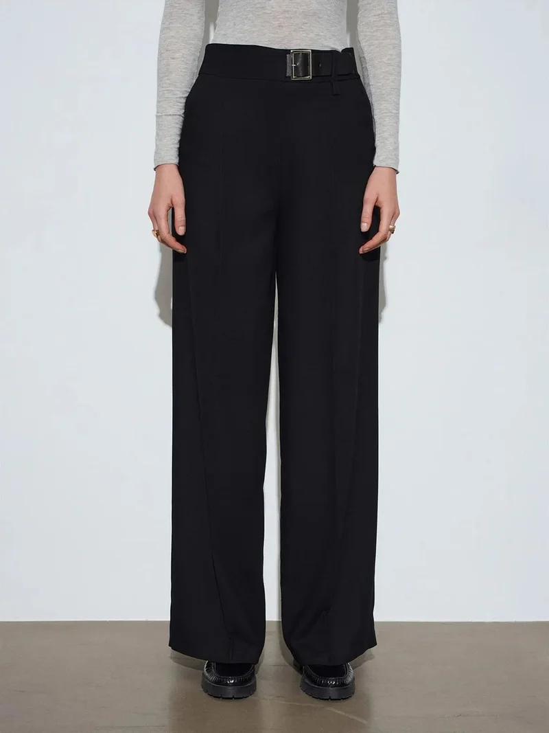 ديلفين DILVIN Belted Wide-leg Trousers