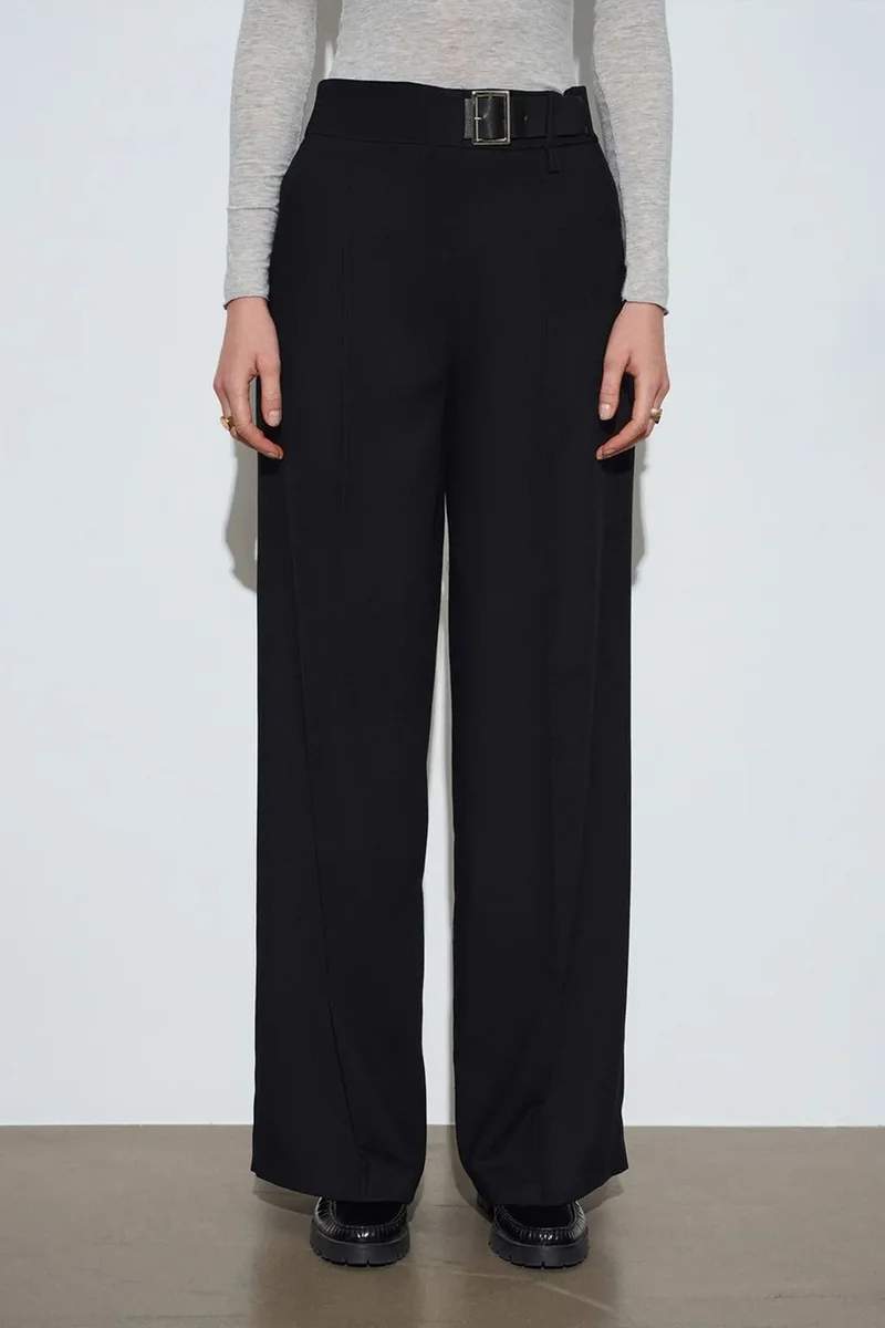 DILVIN Belted Wide-leg Trousers