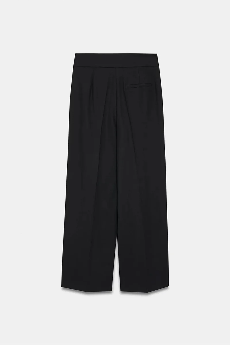 Dilvin Black DILVIN Belted Wide-leg Trousers for Women | Best Price UAE