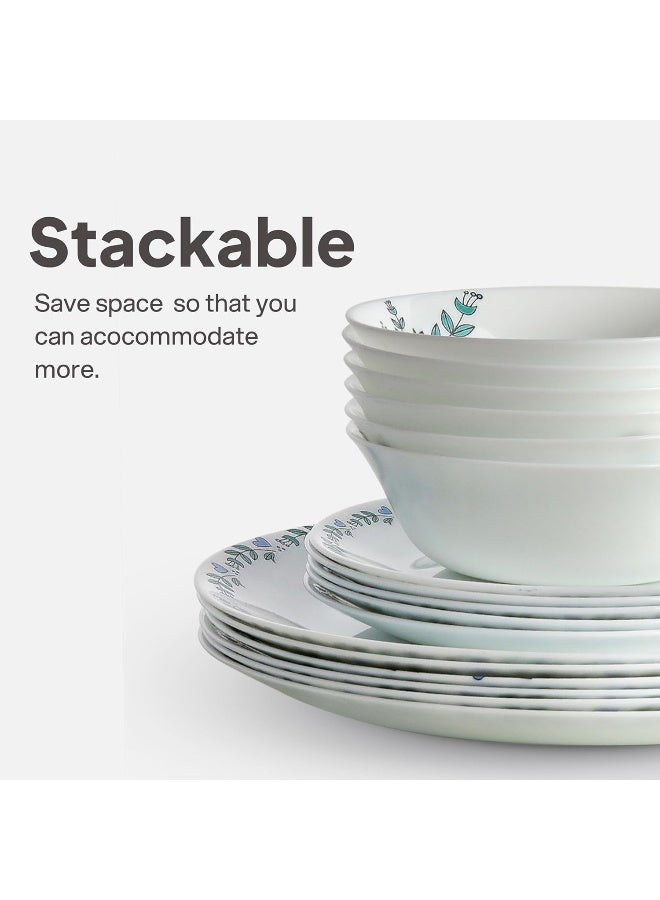 Cello مجموعة سيلو ريجال 18 قطعة من أدوات المائدة لخدمة 6 أشخاص مقاومة للخدوش والخدوش خفيفة الوزن أطباق وأوعية دائرية آمنة في الميكروويف وغسالة الصحون مجموعة عشاء مورنغ غلوري - Image 4