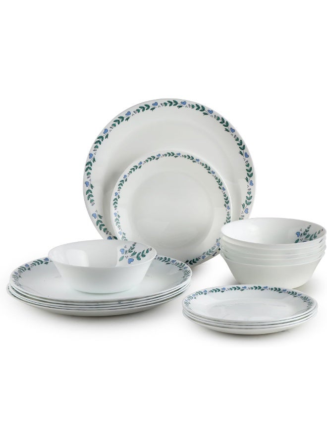 Cello مجموعة سيلو ريجال 18 قطعة من أدوات المائدة لخدمة 6 أشخاص مقاومة للخدوش والخدوش خفيفة الوزن أطباق وأوعية دائرية آمنة في الميكروويف وغسالة الصحون مجموعة عشاء مورنغ غلوري - Image 1