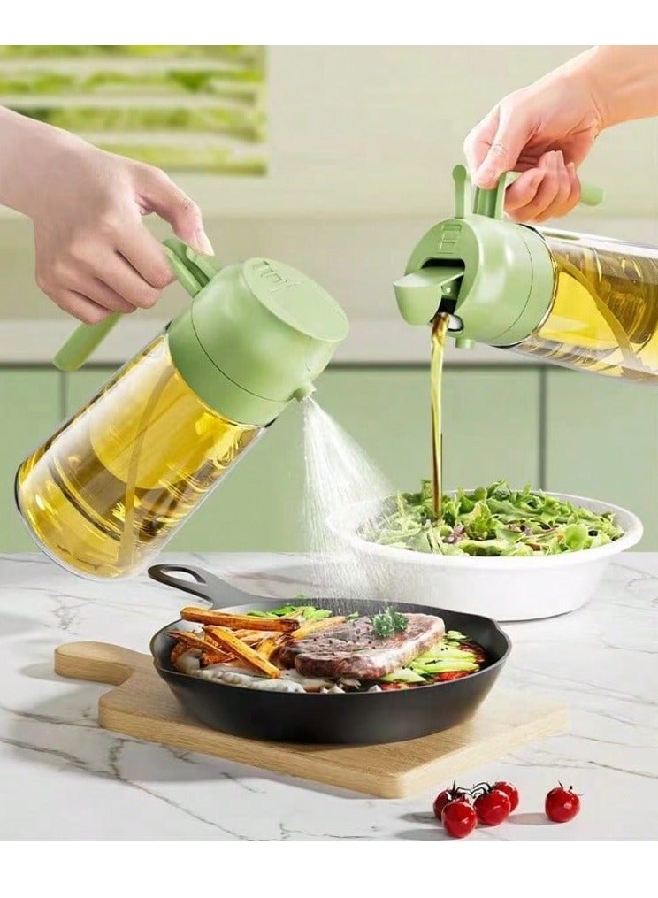 2-in-1 Glass Oil Sprayer Dispenser With Automatic Lid - 470ml BPA Free Glass Oil Spray Bottle For Cooking, Salad, BBQ, Air Fryer - Anti-Clog Filter, Gravity Sensor Lid, Comfort Grip  - Image 1