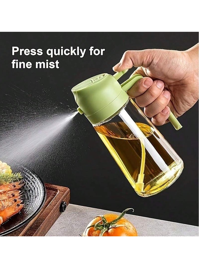 2-in-1 Glass Oil Sprayer Dispenser With Automatic Lid - 470ml BPA Free Glass Oil Spray Bottle For Cooking, Salad, BBQ, Air Fryer - Anti-Clog Filter, Gravity Sensor Lid, Comfort Grip  - Image 4