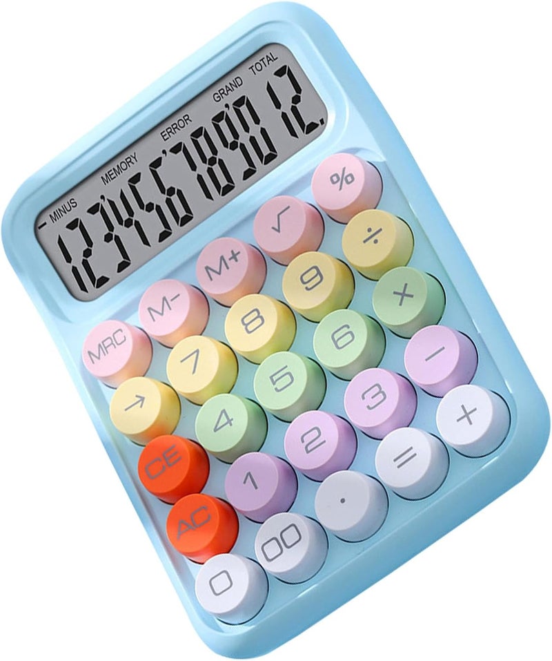 Zerodis Colored Electronic Calculator Basic Big Button Calculator 12 Digit LCD Display for Women Kids Students in School Office Colored Electronic Cute Pink Office School (Sky Blue) - Image 1
