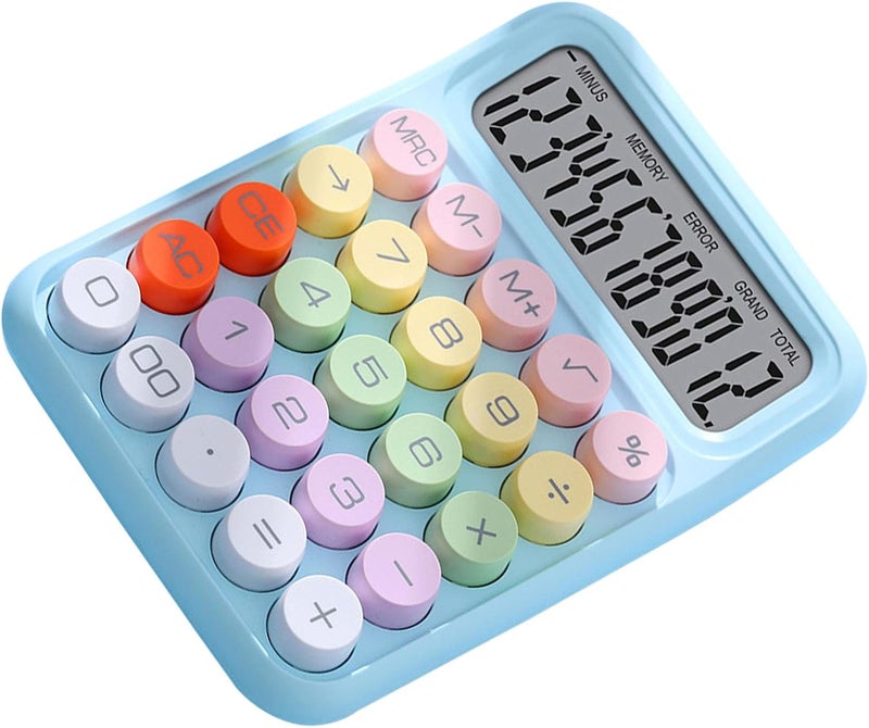 Zerodis Colored Electronic Calculator Basic Big Button Calculator 12 Digit LCD Display for Women Kids Students in School Office Colored Electronic Cute Pink Office School (Sky Blue) - Image 5