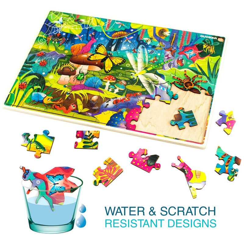 QUOKKA Wooden Puzzles for Kids Ages 4-6 – 4 x 60 Piece Kids Puzzles Ages 4-8-10 Year Olds by QUOKKA - Jigsaw Learning Game with Animals Dinosaurs City for 3-5 yo Wood Toys for Boys and Girls - Image 3