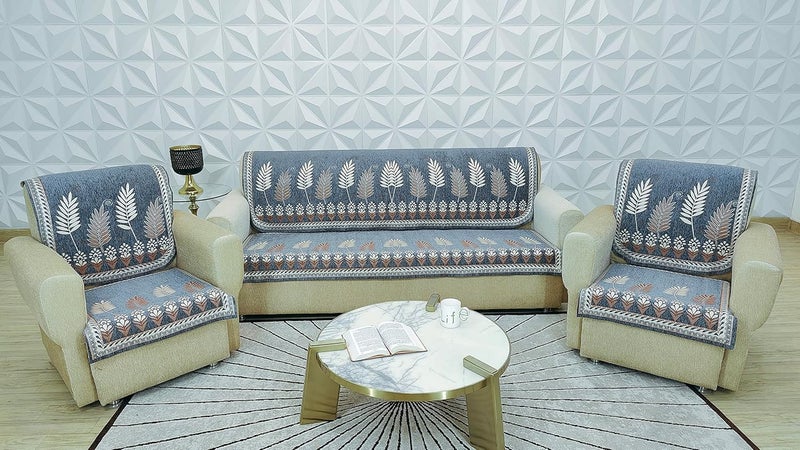 KREEVA New Lazer 6 Piece 5 Seater Sofa slipcover and Chair Set 311 Grey Feather - Image 1