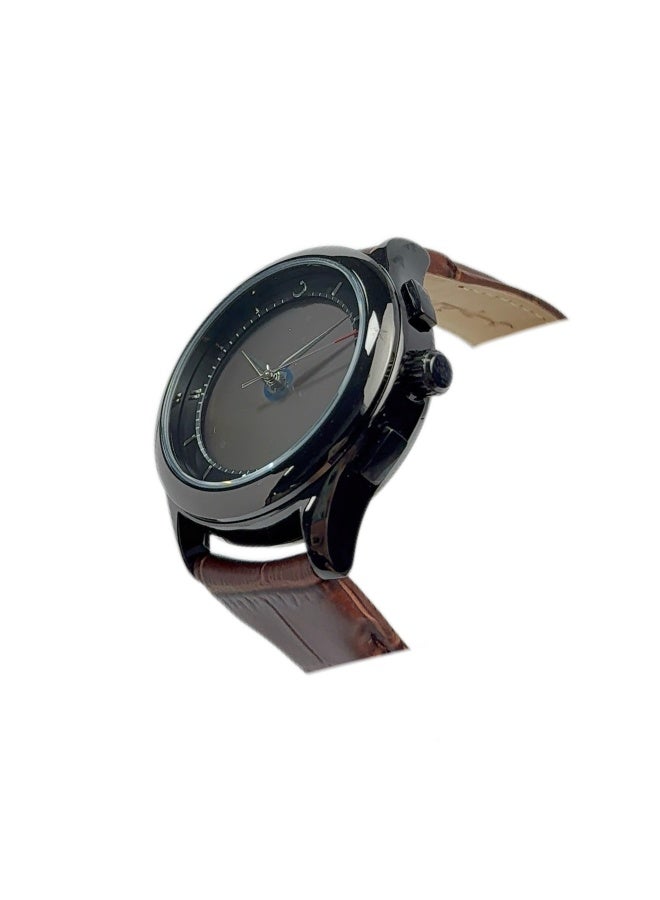 Al Fajr Black circular dial wristwatch, Minimalist and fashionable style watch WW-22BWL-ZS - Image 2