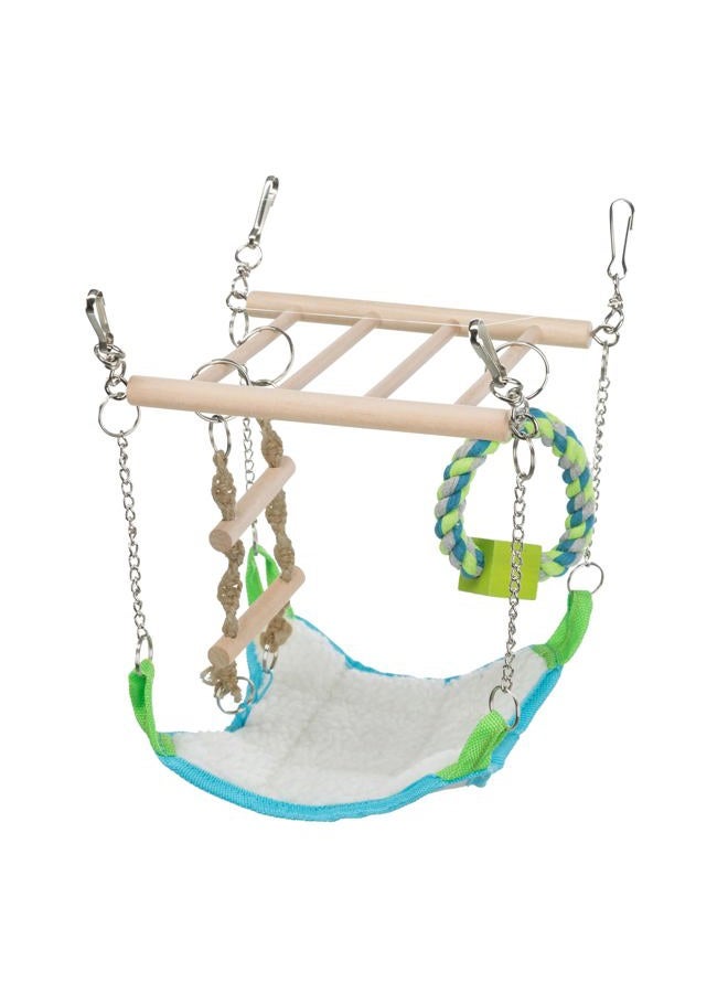 TRIXIE Small Animal Suspension Bridge with Hammock, Rope Ladder, and Ring, Cage Accessory for Ferrets, Rats - Image 1