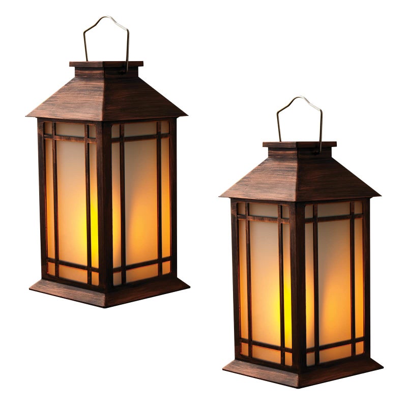 2Pack 13 Vintage Candle Lantern with Led Flameless Candle 6hr Timer  IP65 Waterproof Battery Powered  Outdoor Patio Hanging Lanterns Decorative Tabletop Lanterns