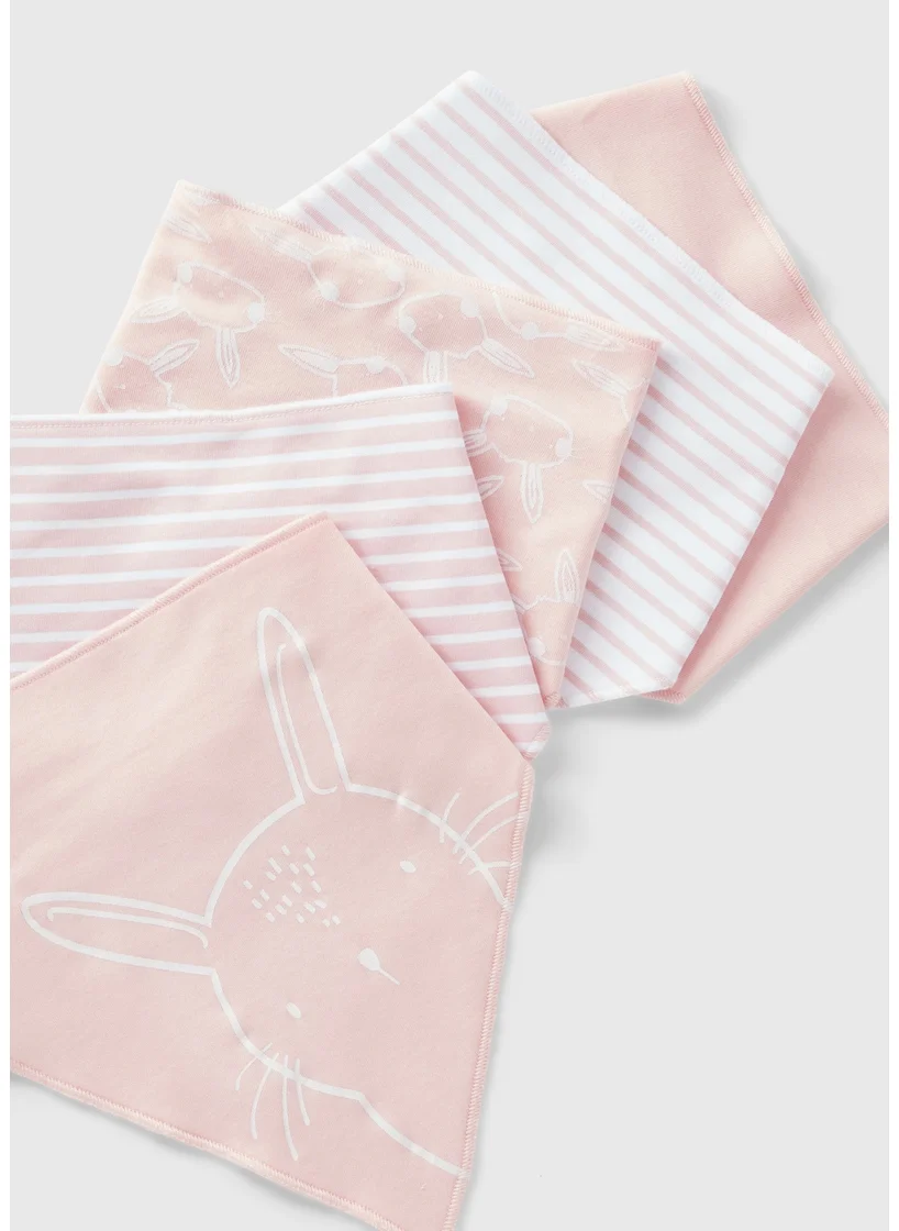 Matalan 5 Pack Baby Pink Bandana Bibs - One Size