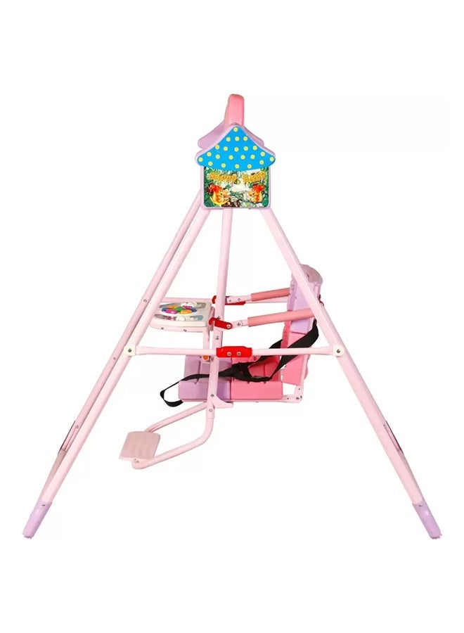 رالي أرجوحة للأطفال ارجوحة منزلية داخلية وخارجية بمقعد أمان - مجموعة أرجوحات للفناء الخلفي للأطفال الرضع والصغار باللون الوردي - Image 4