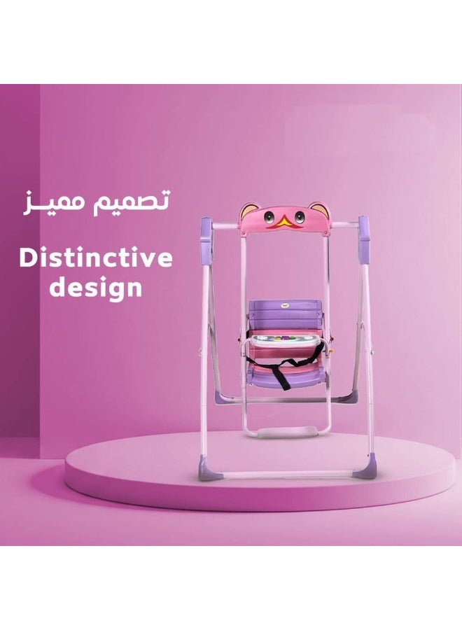 رالي أرجوحة للأطفال ارجوحة منزلية داخلية وخارجية بمقعد أمان - مجموعة أرجوحات للفناء الخلفي للأطفال الرضع والصغار باللون الوردي - Image 1