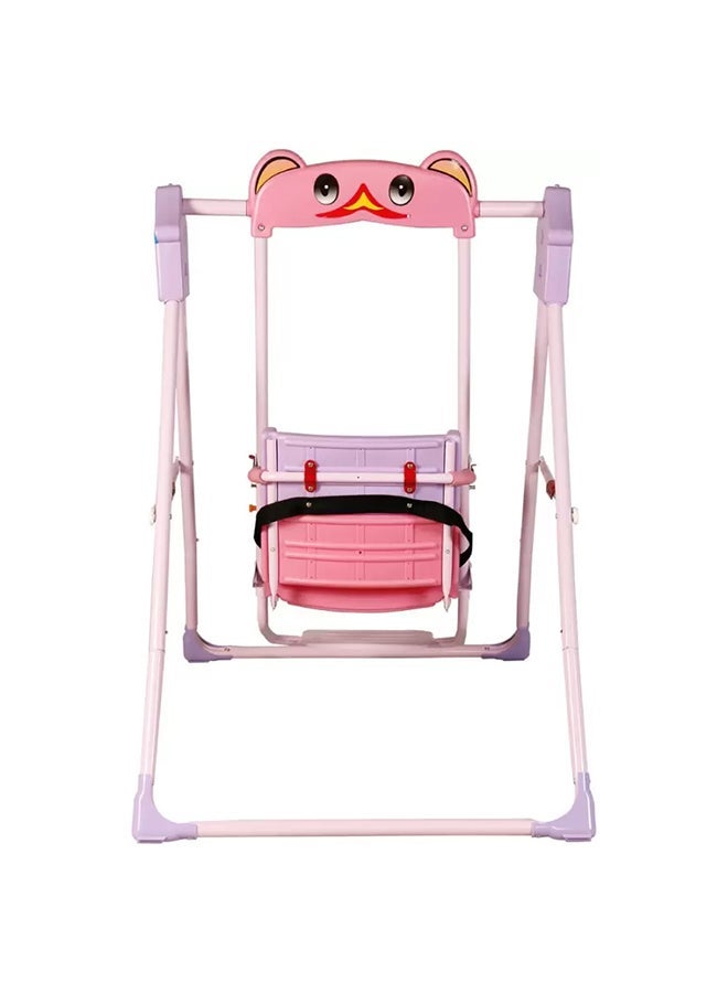 رالي أرجوحة للأطفال ارجوحة منزلية داخلية وخارجية بمقعد أمان - مجموعة أرجوحات للفناء الخلفي للأطفال الرضع والصغار باللون الوردي - Image 5