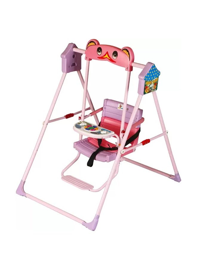 Rally Baby Swing Indoor Outdoor Home Swing with Safety Seat - Backyard Swing Set for Infants and Toddlers Pink  - Image 1