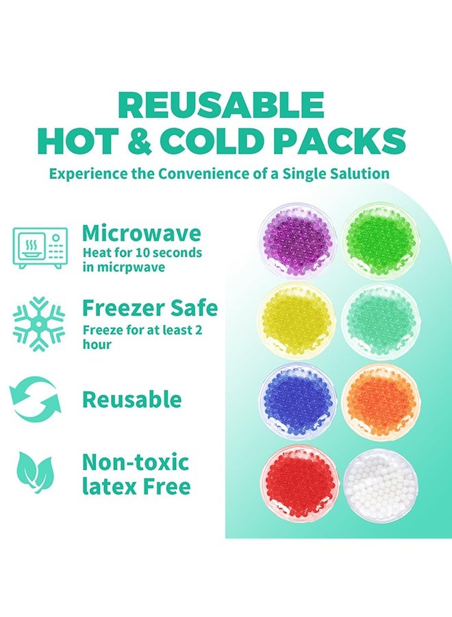 Hot Cold Ice Packs for Pain Relief,Lunch Bags Ice Packs,Reusable Gel Ice Pack for Kids Injuries Fever Wisdom Teeth Tired Eyes Headaches Gel Bead Wrap (8 Colors,Round) - Image 3