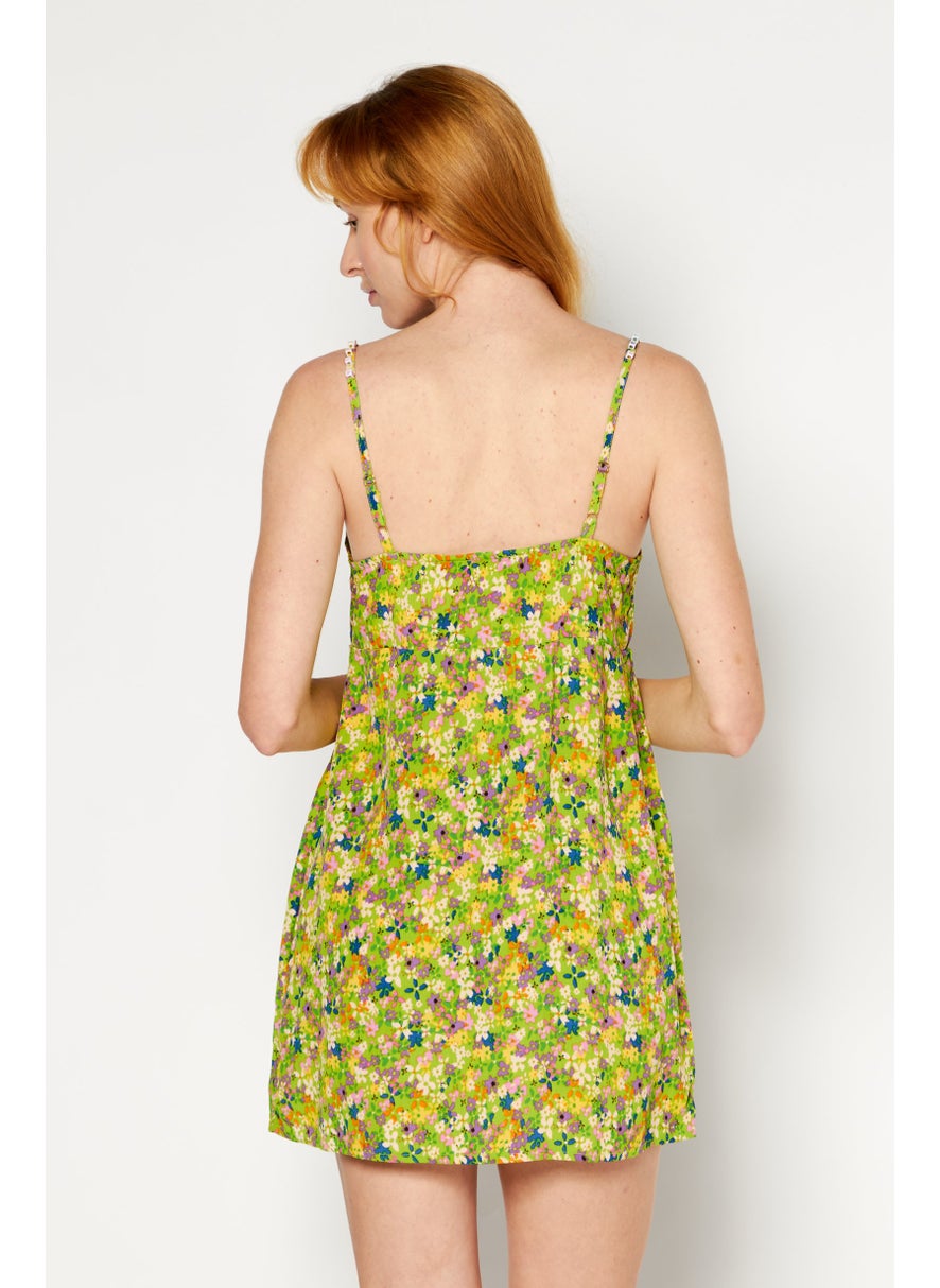 RIVER ISLAND Women Floral Pattern Mini Dress, Green Combo  - Image 3