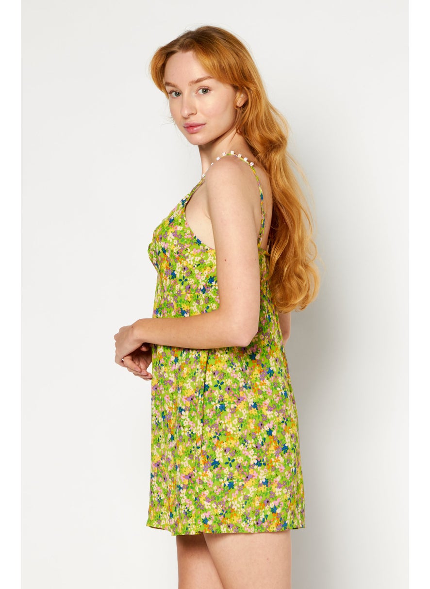 RIVER ISLAND Women Floral Pattern Mini Dress, Green Combo  - Image 4