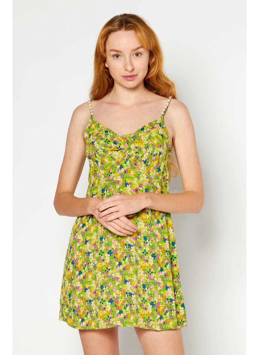 RIVER ISLAND Women Floral Pattern Mini Dress, Green Combo  - Image 1