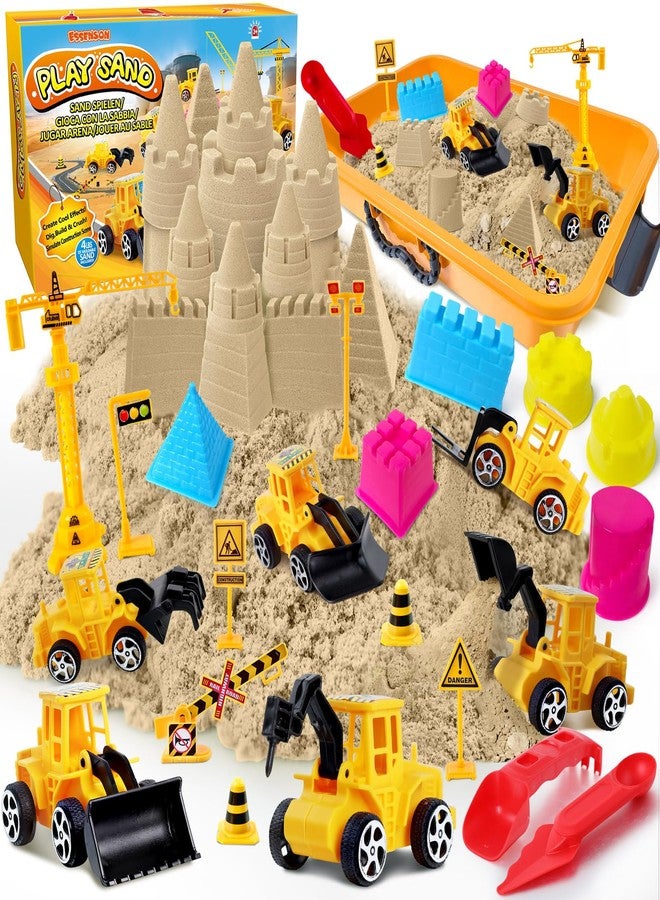 ESSENSON Construction Sensory Bin - Play Sand Kit with Toy Truck and 4lbs Magical Sand, Pretend Play Beach Sensory Toy Sandbox, Kids Gifts for Girls and Boys - Image 1