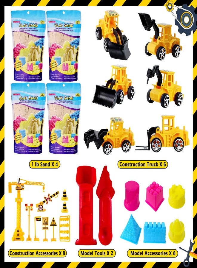 ESSENSON Construction Sensory Bin - Play Sand Kit with Toy Truck and 4lbs Magical Sand, Pretend Play Beach Sensory Toy Sandbox, Kids Gifts for Girls and Boys - Image 2