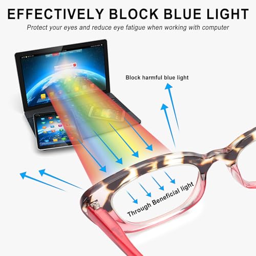 CHOFILORD 6 Pack Cat Eye Reading Glasses for Women Fashion Cute Blue Light Blocking Computer Readers Spring Hinge (Colorful-B, 2.75, x) - Image 5
