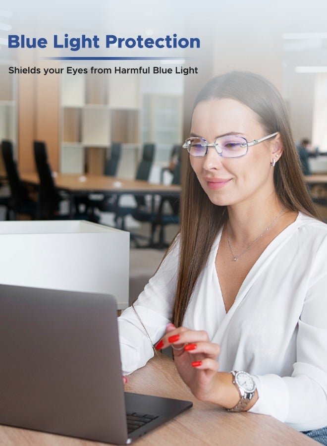 ماي أوبتك My Optic Frameless White Reading Glass | Lightweight, Scratch-Resistant & UV-Protected | Comfortable & Durable for Men & Women (2x) - Image 2