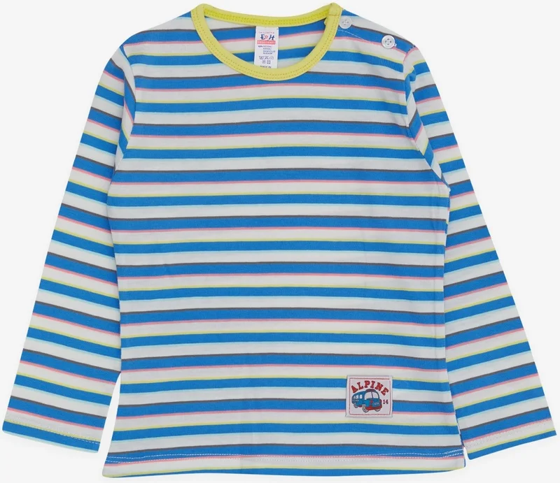 Breeze Baby Boy Long Sleeve T-Shirt with Patchwork Colorful Stripes 9 Months-3 Years, Mixed Color
