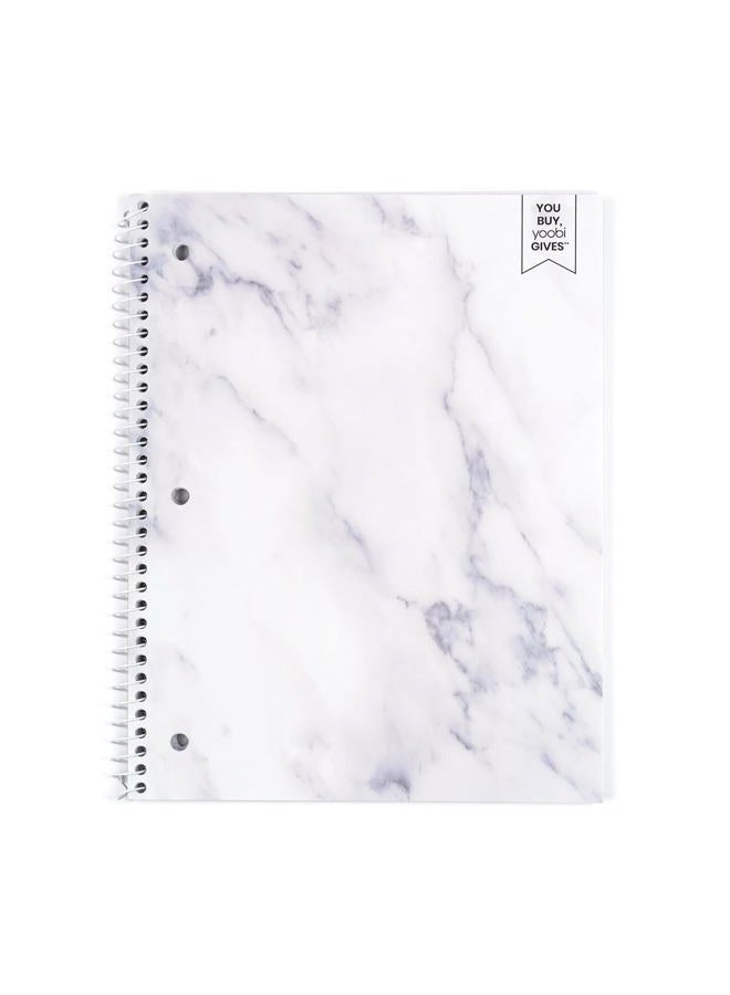 Yoobi College Ruled Spiral Notebook Set – 6-Pack of 1 Subject Notebooks, Pink, Gray & Marble Designs – 150 Perforated 3-Hole Punched Sheets Each, For School, Office & Home – 10.5” x 8” - Image 5