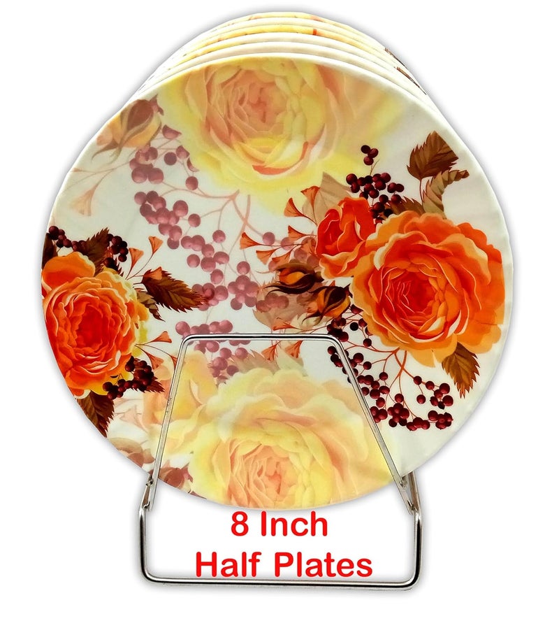 BHOJANWARE Upgrade Your Kitchen with Our 6 Size8 Inch 20 CM Piece Melamine Round Half Plates Set Perfect for Snacks Meals and Entertaining - Image 3